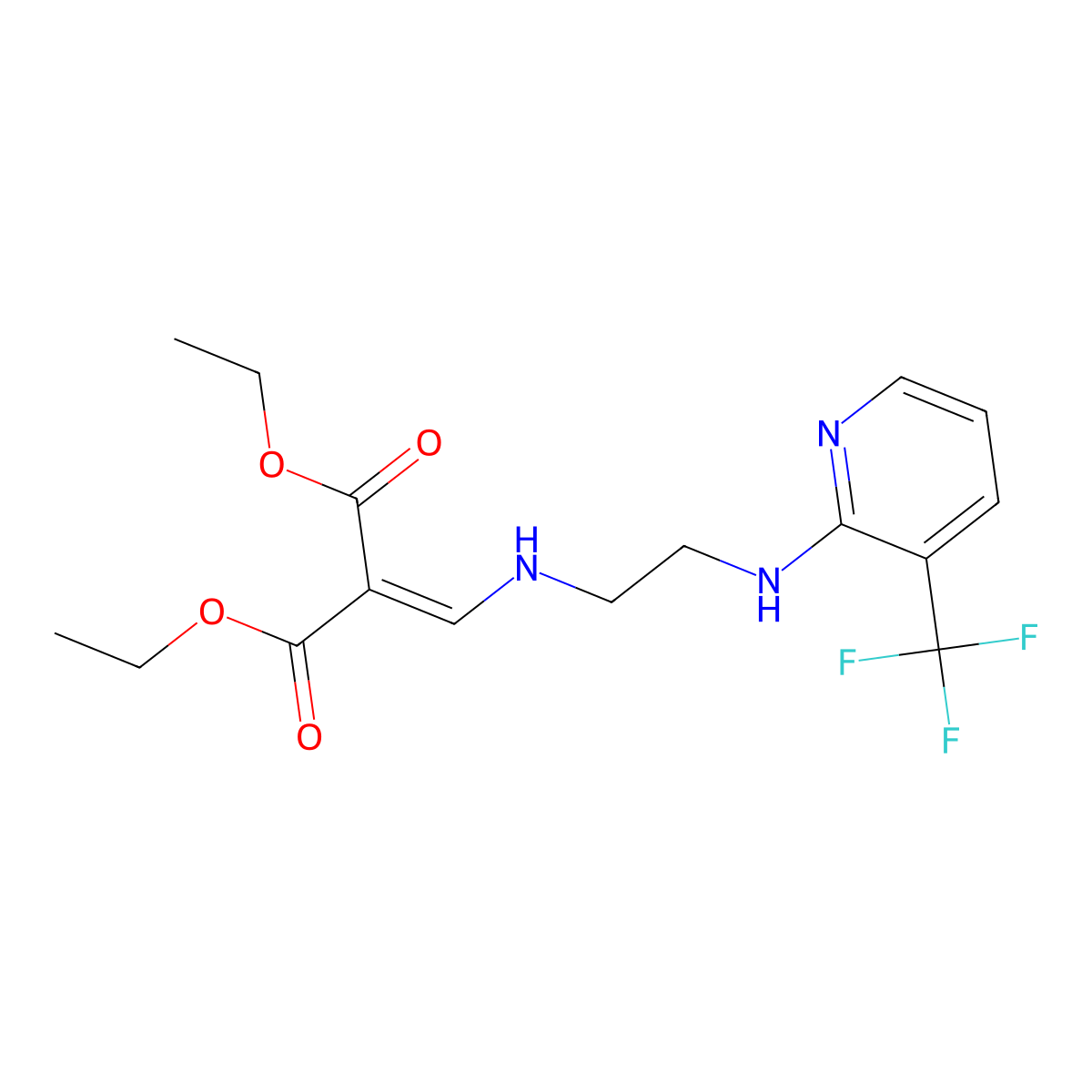 1,3-Diethyl 2-{[(2-{[3-(trifluoromethyl)pyridin-2-yl]amino}ethyl)amino]methylidene}propanedioate molecular structure, CAS 215500-77-9