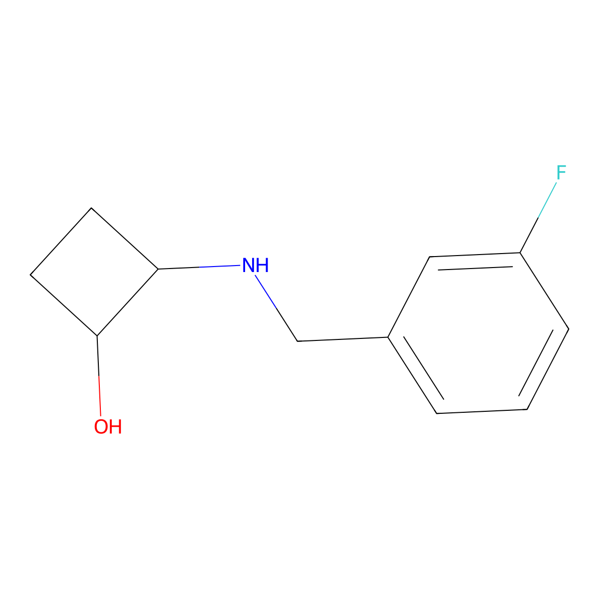 2-{[(3-Fluorophenyl)methyl]amino}cyclobutan-1-ol molecular structure, CAS 2155052-43-8