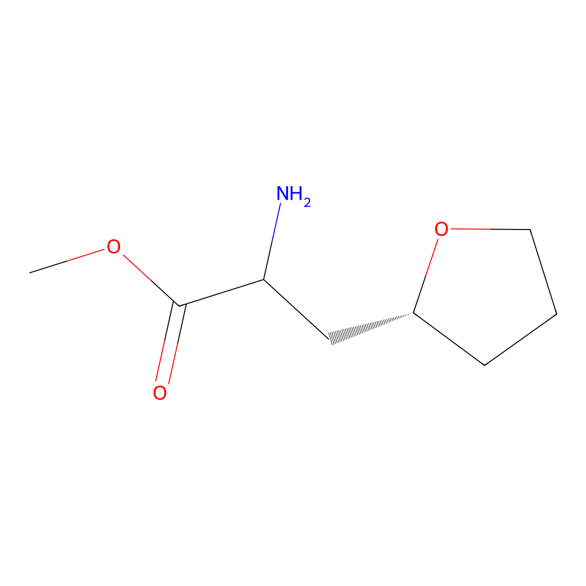 methyl 2-amino-3-[(2R)-oxolan-2-yl]propanoate molecular structure, CAS 2155152-07-9