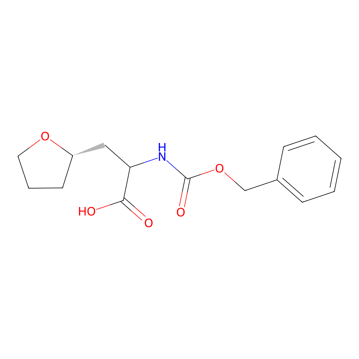 2-{[(benzyloxy)carbonyl]amino}-3-[(2S)-oxolan-2-yl]propanoic acid molecular structure, CAS 2155154-36-0