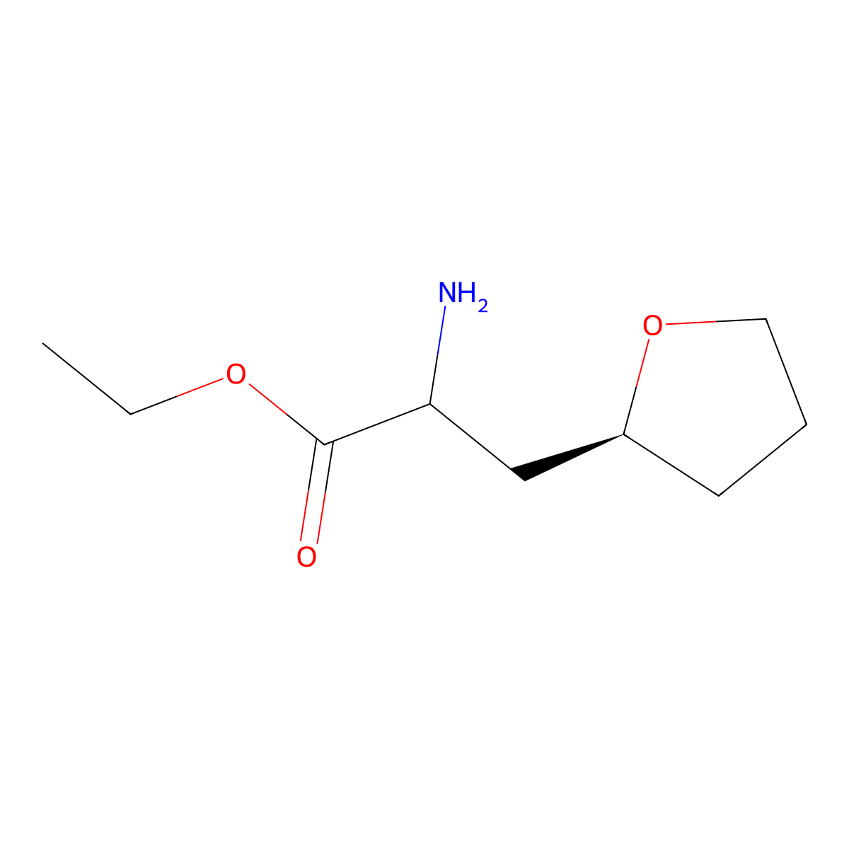ethyl 2-amino-3-[(2S)-oxolan-2-yl]propanoate molecular structure, CAS 2155166-58-6