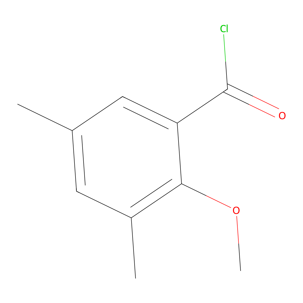 2-Methoxy-3,5-dimethylbenzoyl chloride molecular structure, CAS 21553-48-0