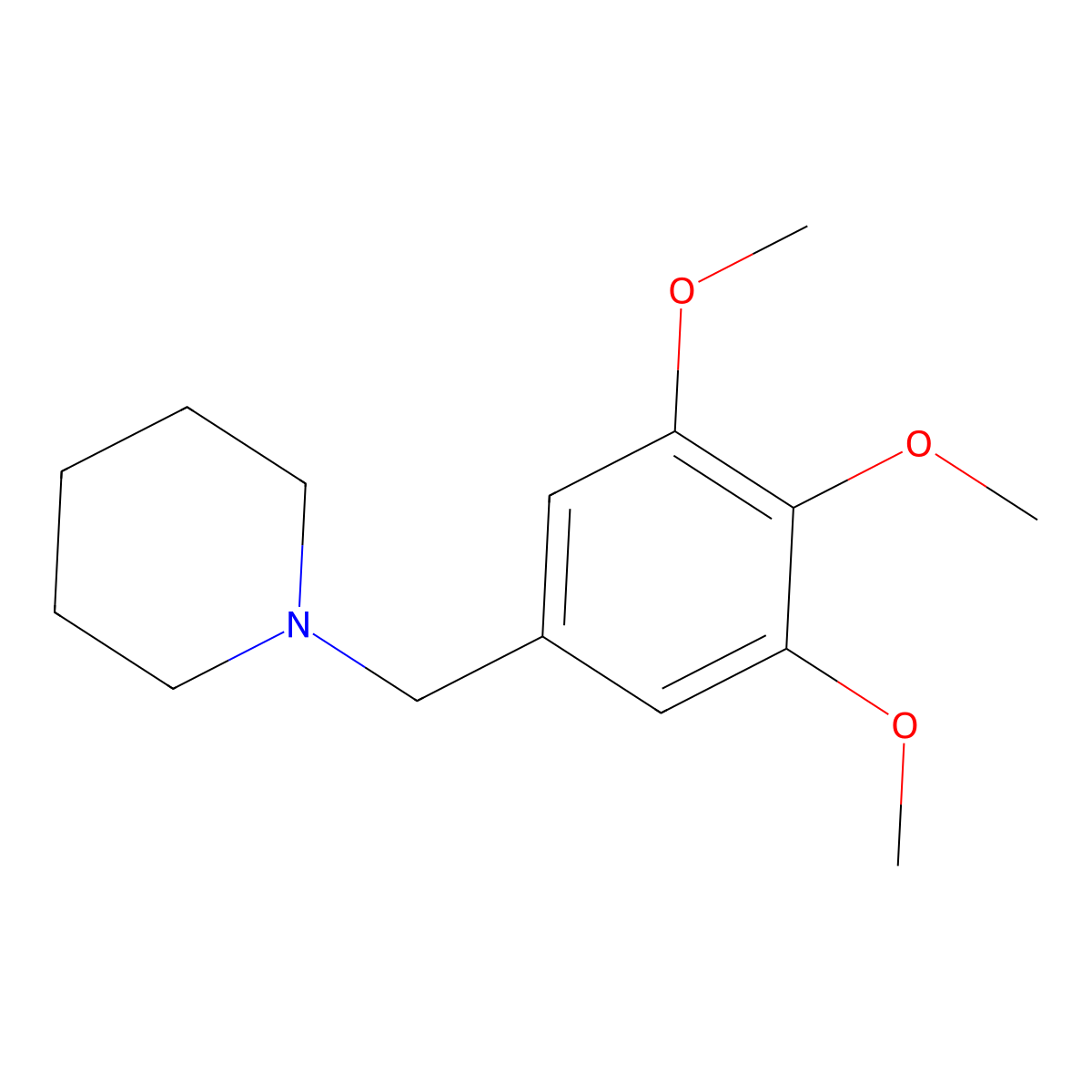 1-[(3,4,5-Trimethoxyphenyl)methyl]piperidine molecular structure, CAS 21553-53-7
