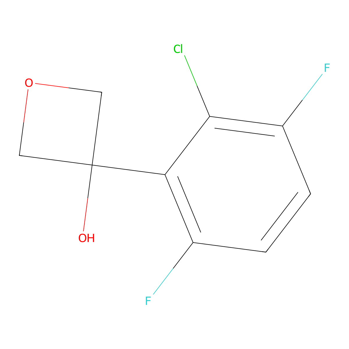 3-(2-Chloro-3,6-difluorophenyl)oxetan-3-ol molecular structure, CAS 2155441-37-3