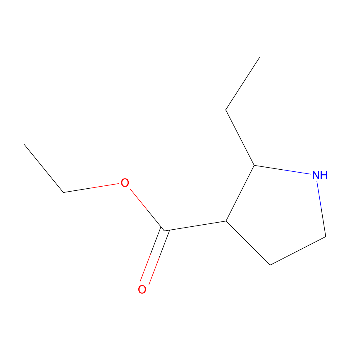Ethyl 2-ethylpyrrolidine-3-carboxylate molecular structure, CAS 2155493-94-8