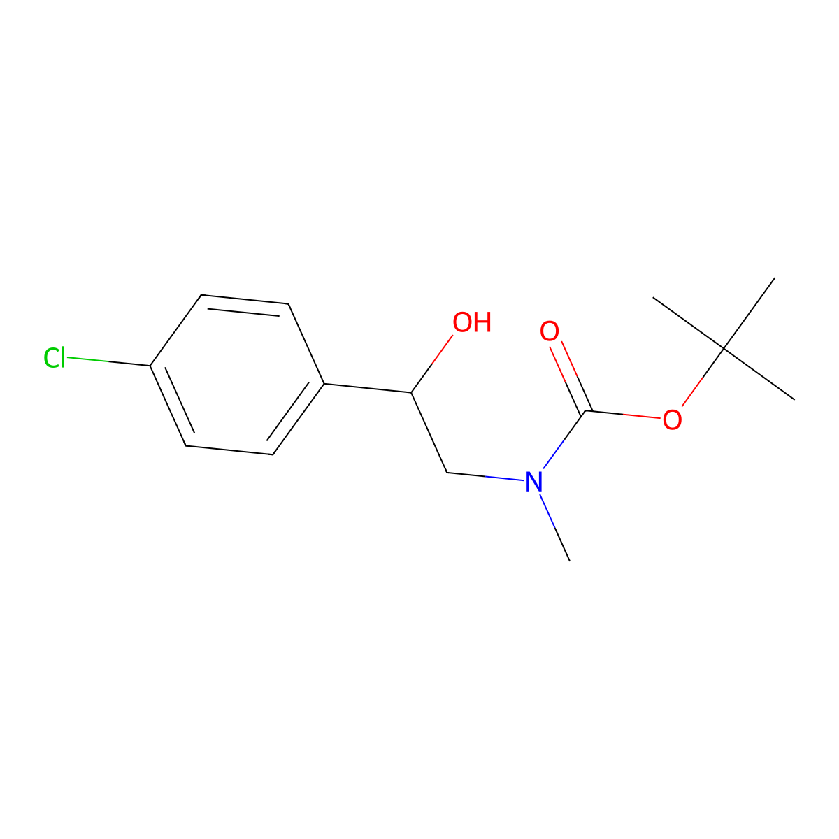tert-butyl N-[2-(4-chlorophenyl)-2-hydroxyethyl]-N-methylcarbamate molecular structure, CAS 2155606-22-5