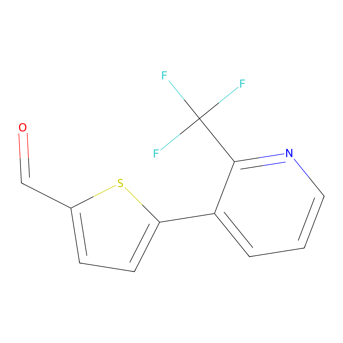 5-[2-(Trifluoromethyl)-3-pyridinyl]-2-thiophenecarboxaldehyde molecular structure, CAS 2155623-88-2