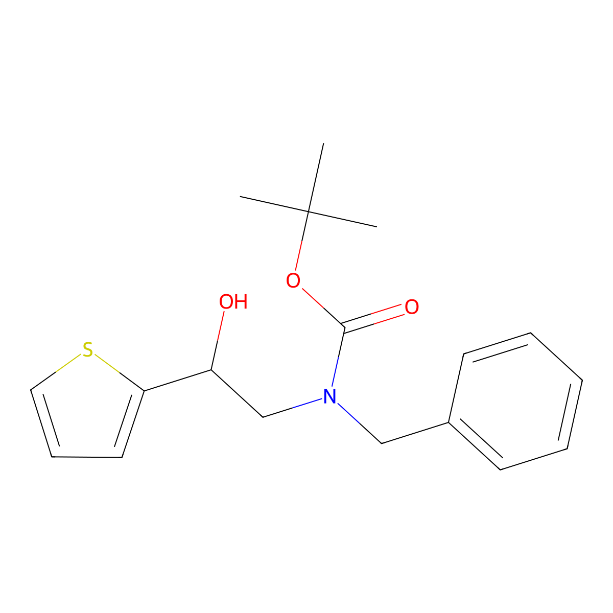 tert-butyl N-benzyl-N-[2-hydroxy-2-(thiophen-2-yl)ethyl]carbamate molecular structure, CAS 2155643-88-0