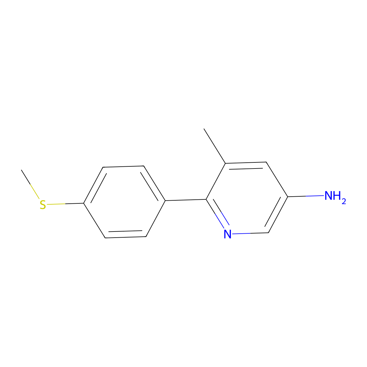 5-Methyl-6-(4-(methylthio)phenyl)pyridin-3-amine molecular structure, CAS 2155672-00-5