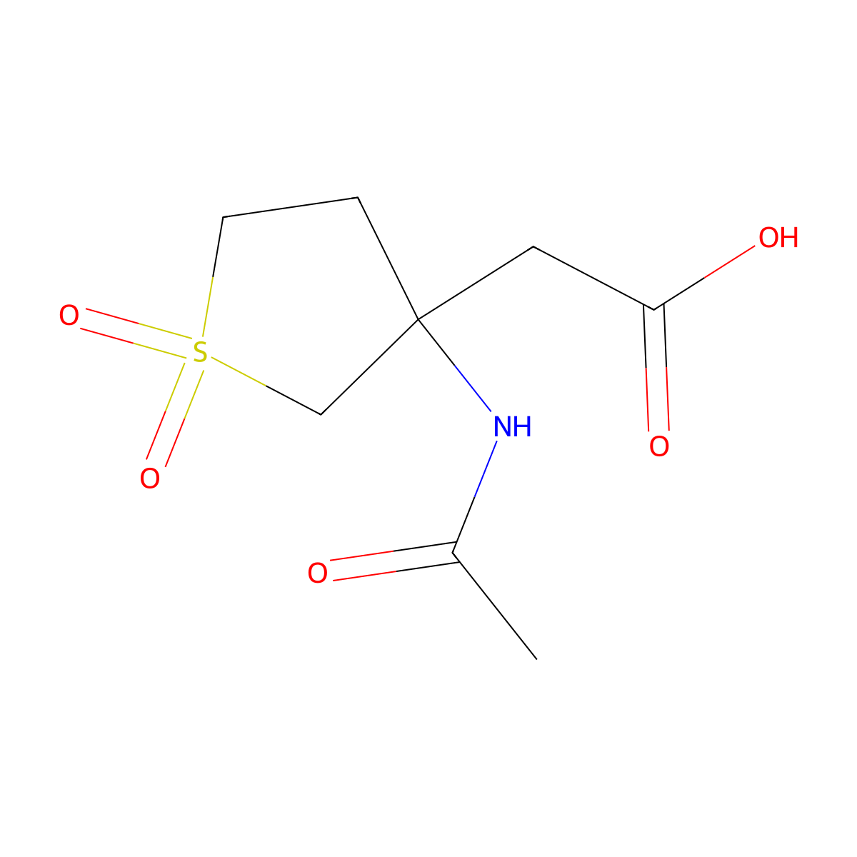 2-(3-Acetamido-1,1-dioxo-1lambda6-thiolan-3-yl)acetic acid molecular structure, CAS 2155742-03-1