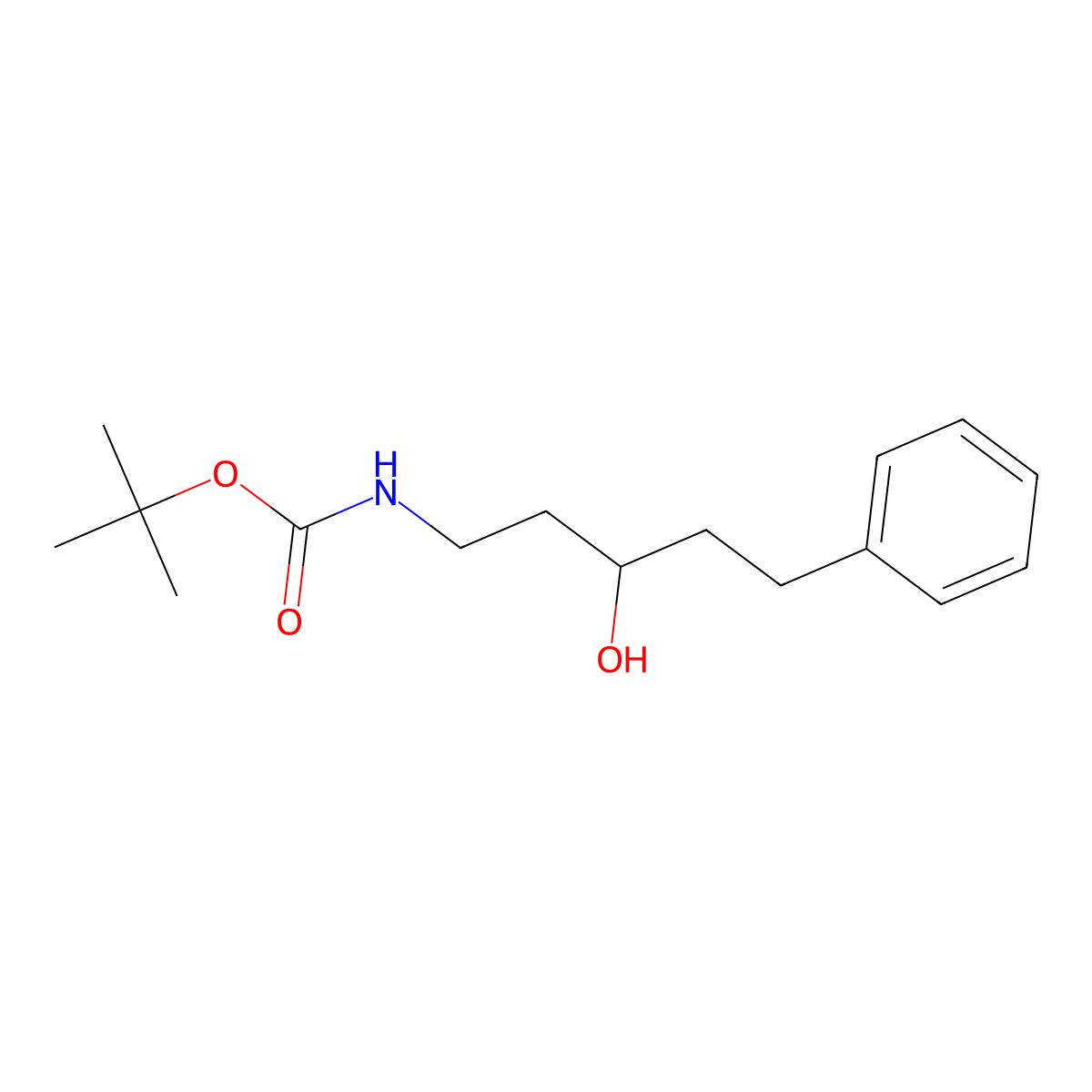 tert-butyl N-(3-hydroxy-5-phenylpentyl)carbamate molecular structure, CAS 2155790-28-4
