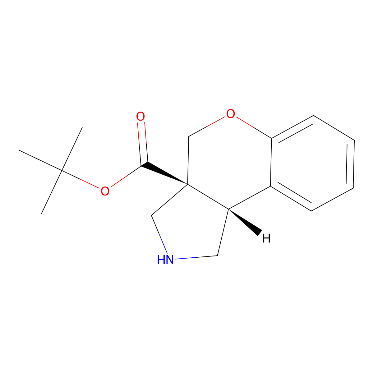 Tert-butyl (3aS,9bS)-2,3,4,9b-tetrahydro-1H-chromeno[3,4-c]pyrrole-3a-carboxylate molecular structure, CAS 2155840-04-1