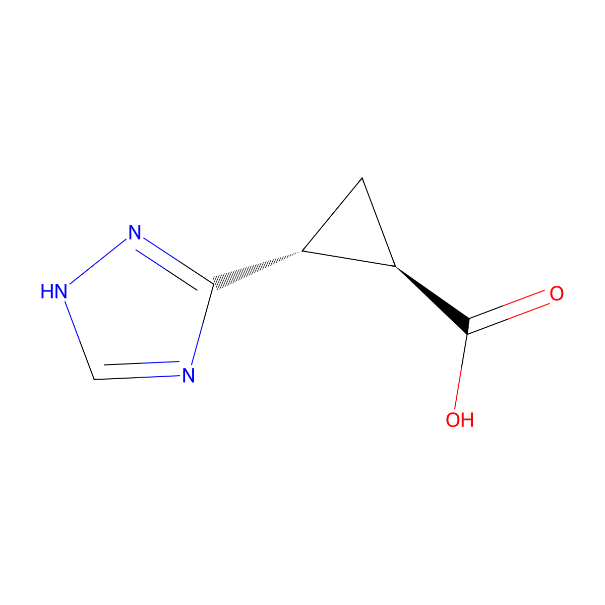 rac-(1R,2R)-2-(1H-1,2,4-triazol-3-yl)cyclopropane-1-carboxylic acid molecular structure, CAS 2155840-06-3