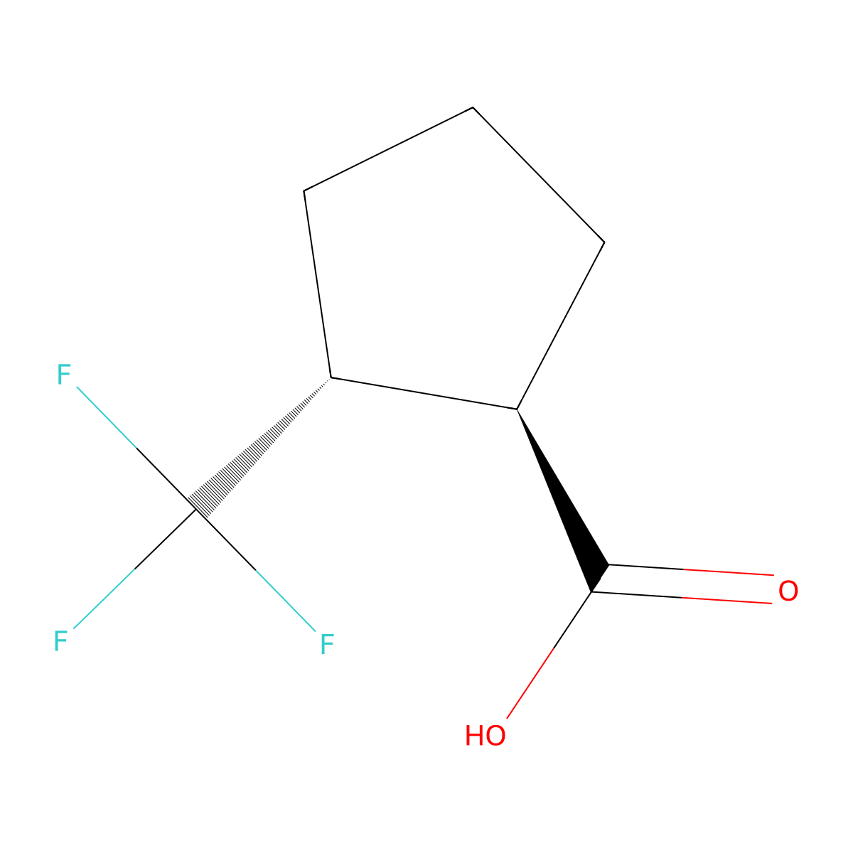 rac-(1R,2R)-2-(trifluoromethyl)cyclopentane-1-carboxylic acid molecular structure, CAS 2155840-10-9