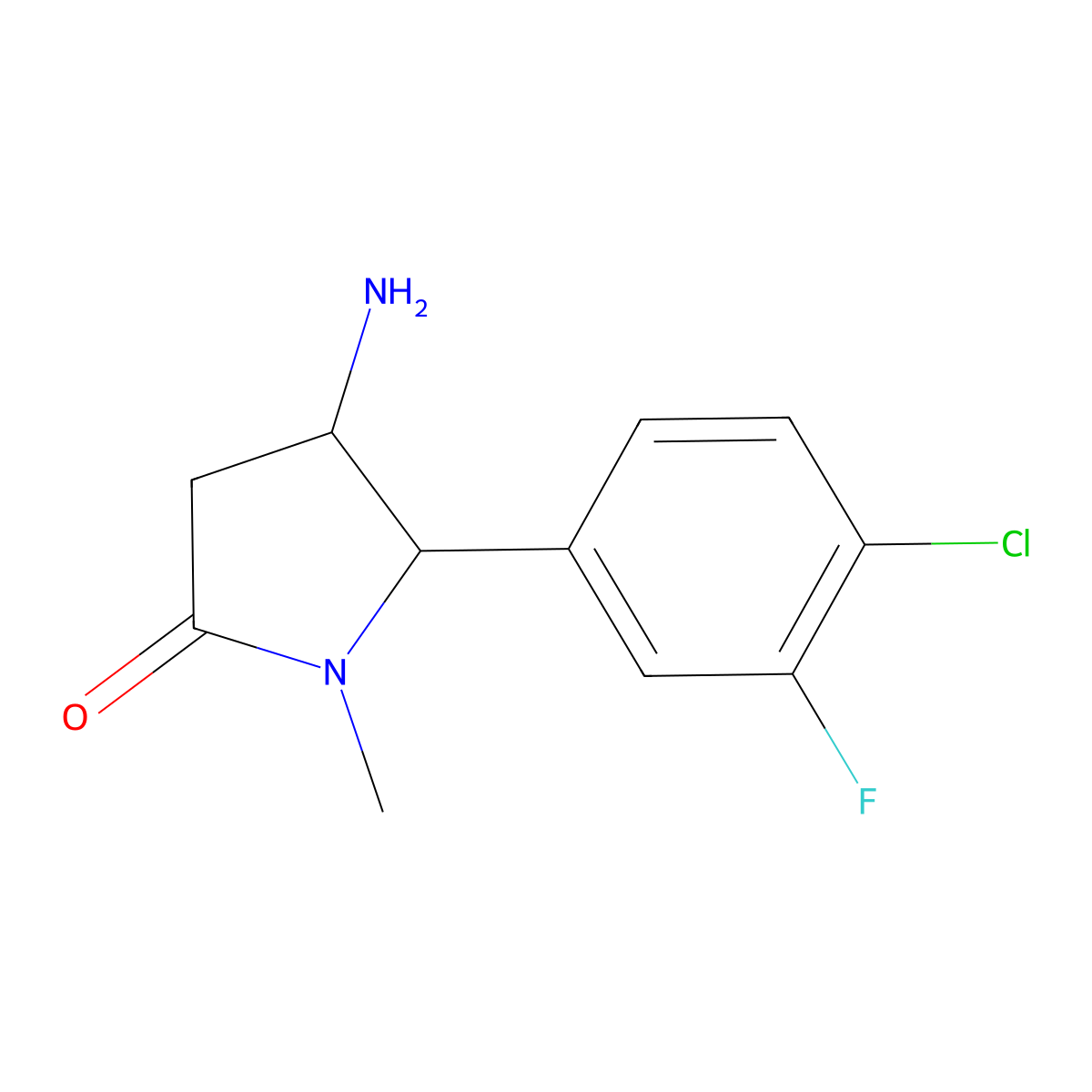 rac-(4R,5S)-4-amino-5-(4-chloro-3-fluorophenyl)-1-methylpyrrolidin-2-one molecular structure, CAS 2155840-13-2