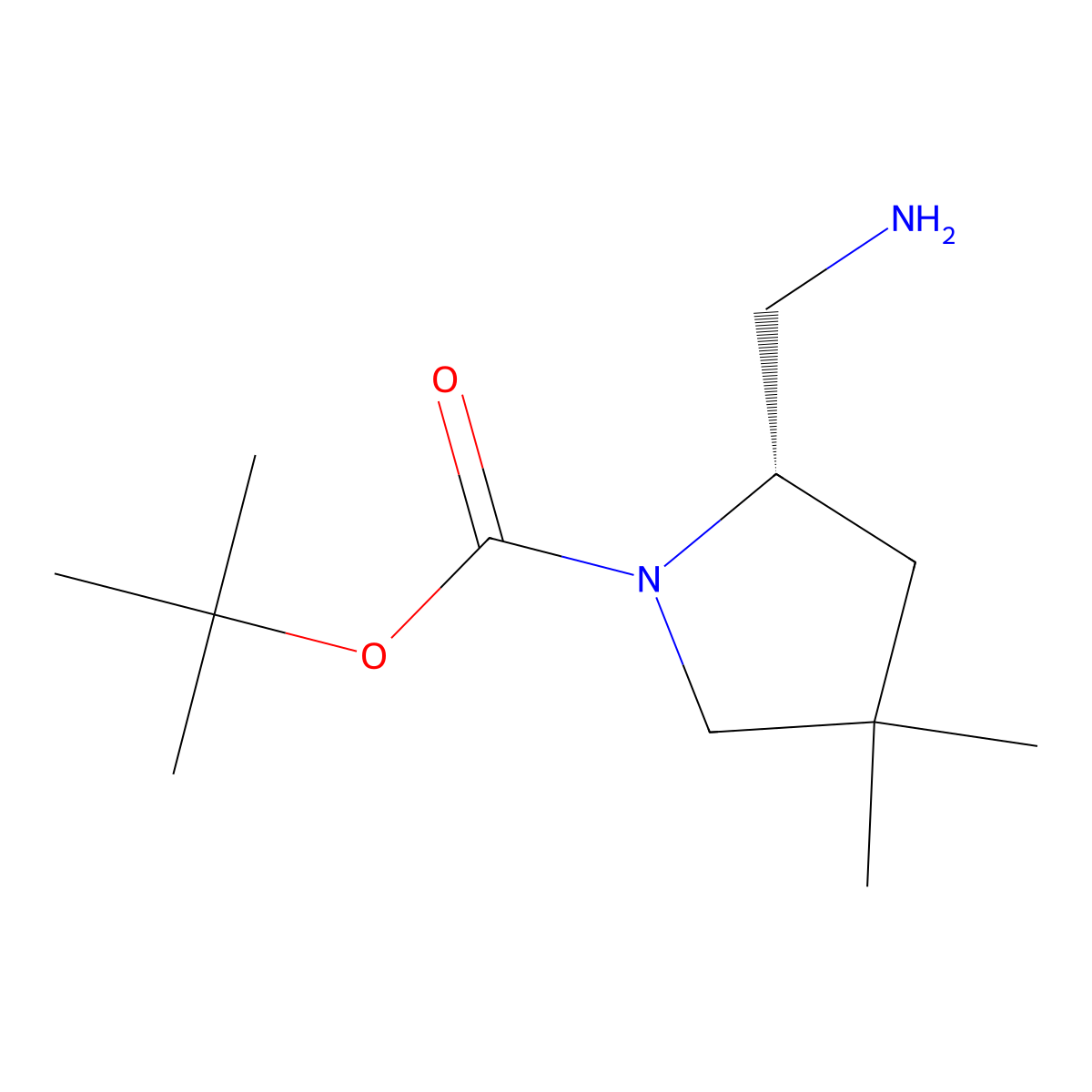 tert-butyl (2S)-2-(aminomethyl)-4,4-dimethylpyrrolidine-1-carboxylate molecular structure, CAS 2155840-15-4