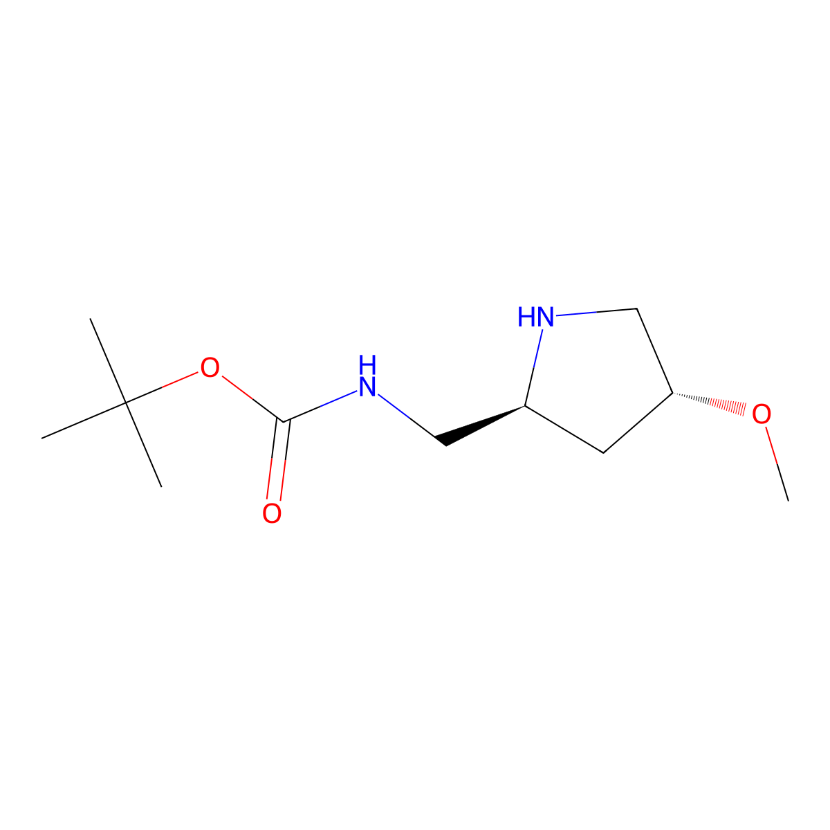 tert-butyl N-(((2S,4R)-4-methoxypyrrolidin-2-yl)methyl)carbamate molecular structure, CAS 2155840-17-6