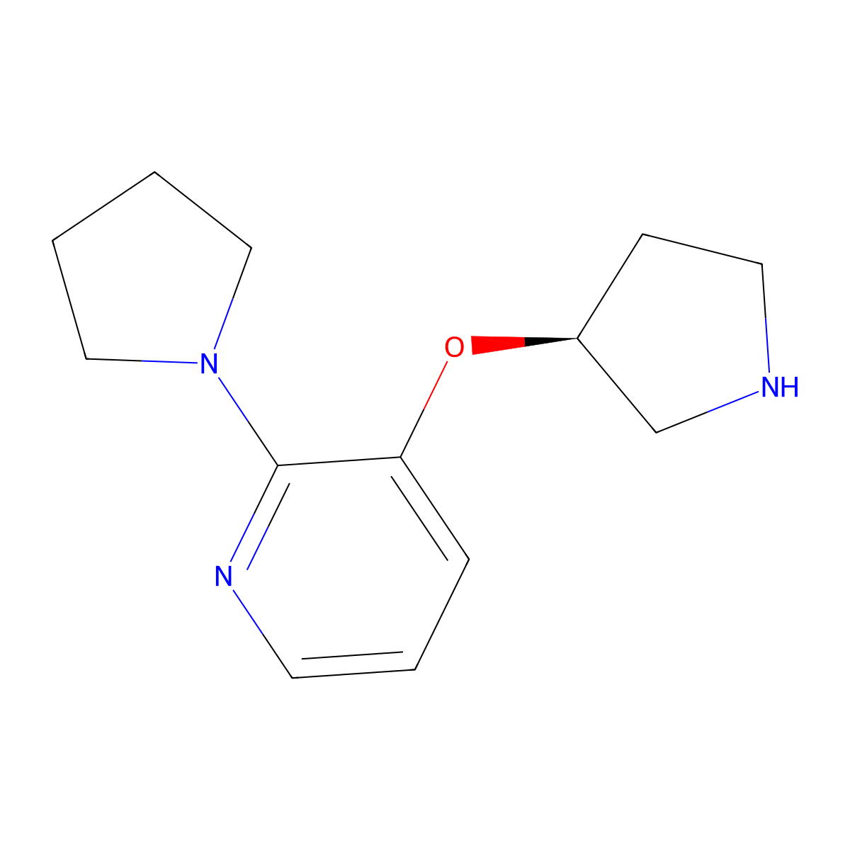 2-(pyrrolidin-1-yl)-3-[(3S)-pyrrolidin-3-yloxy]pyridine molecular structure, CAS 2155840-18-7