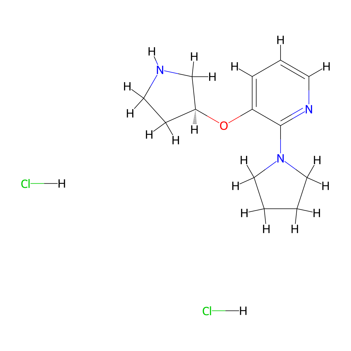 2-(pyrrolidin-1-yl)-3-[(3S)-pyrrolidin-3-yloxy]pyridine dihydrochloride molecular structure, CAS 2155840-19-8