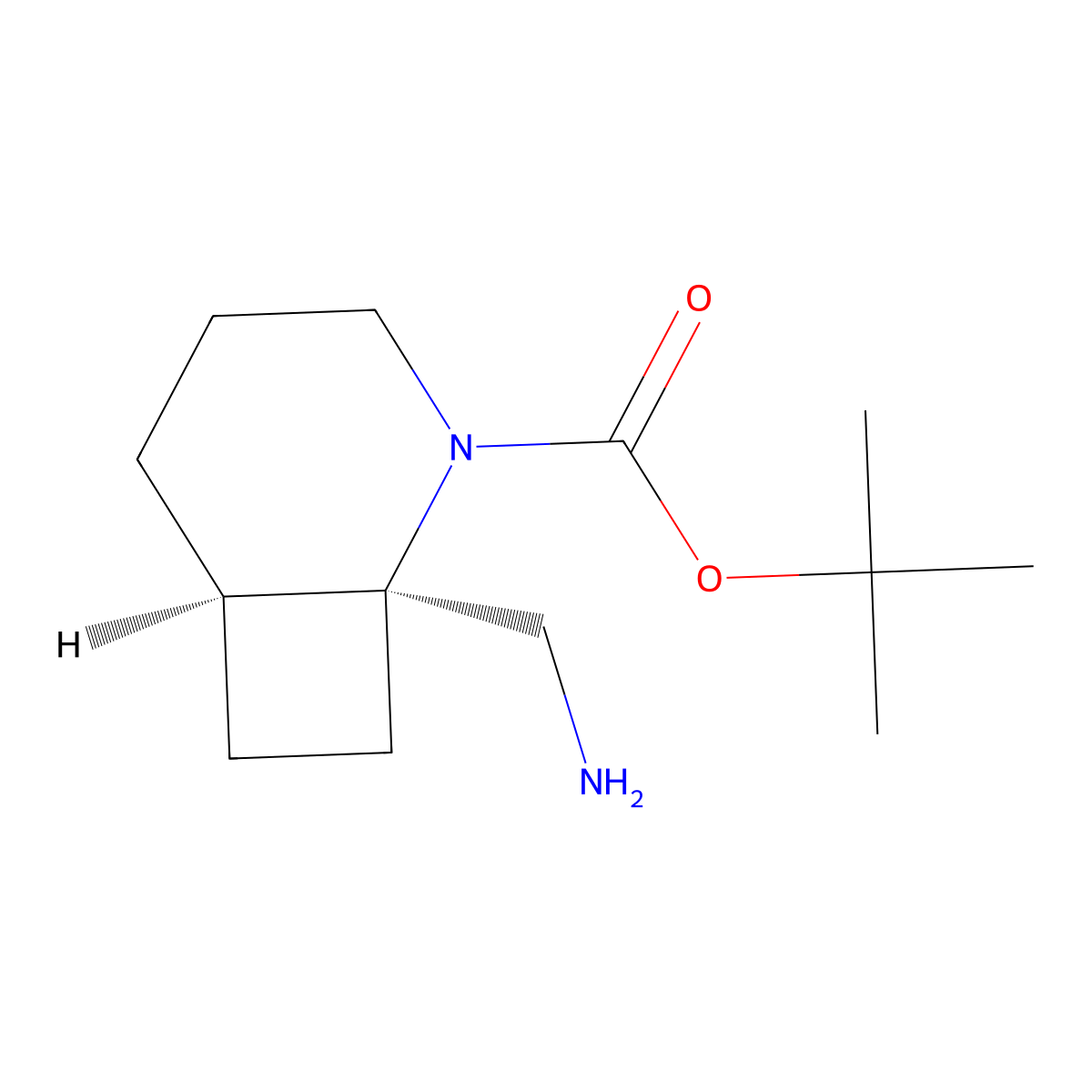 rac-tert-butyl (1R,6S)-1-(aminomethyl)-2-azabicyclo[4.2.0]octane-2-carboxylate molecular structure, CAS 2155840-20-1