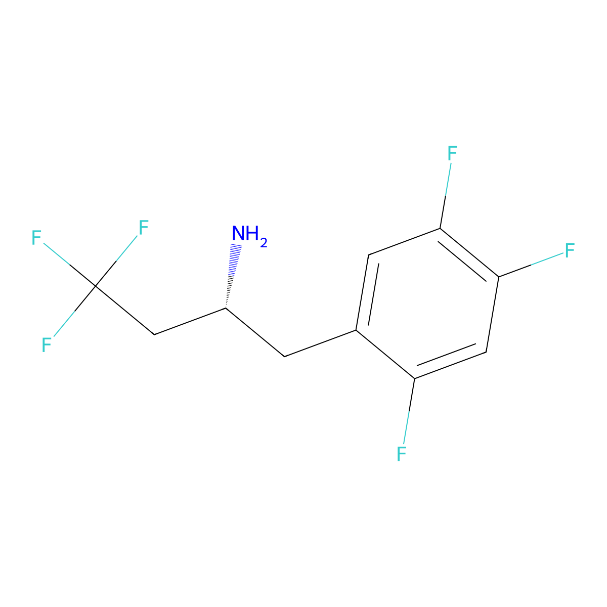(2R)-4,4,4-trifluoro-1-(2,4,5-trifluorophenyl)butan-2-amine molecular structure, CAS 2155840-21-2