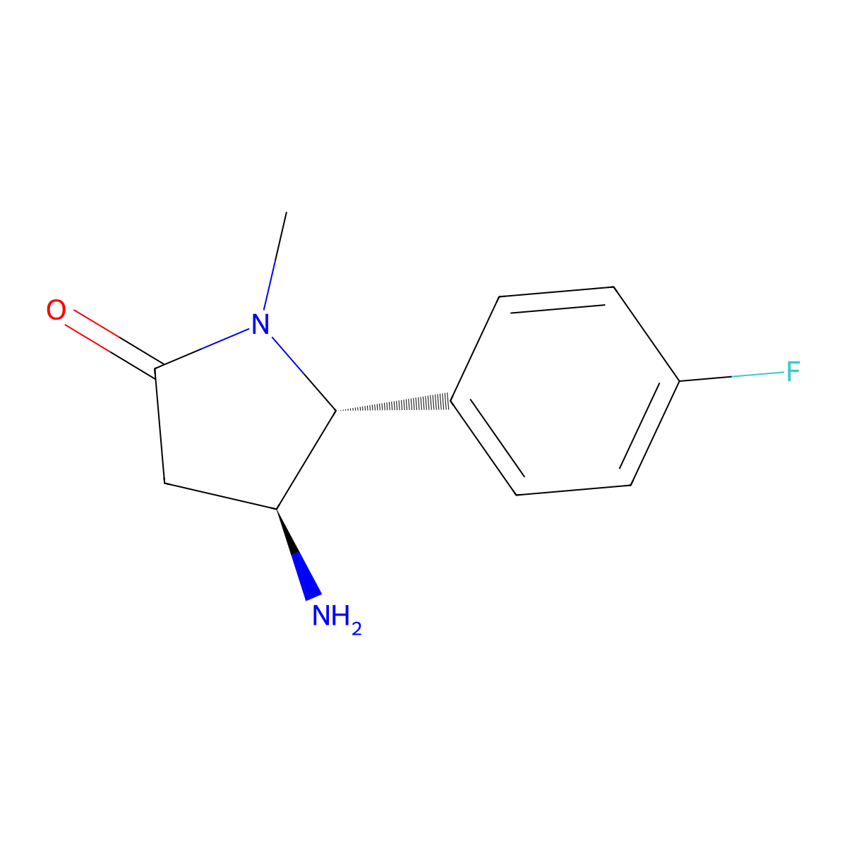 rac-(4R,5S)-4-amino-5-(4-fluorophenyl)-1-methylpyrrolidin-2-one molecular structure, CAS 2155840-23-4