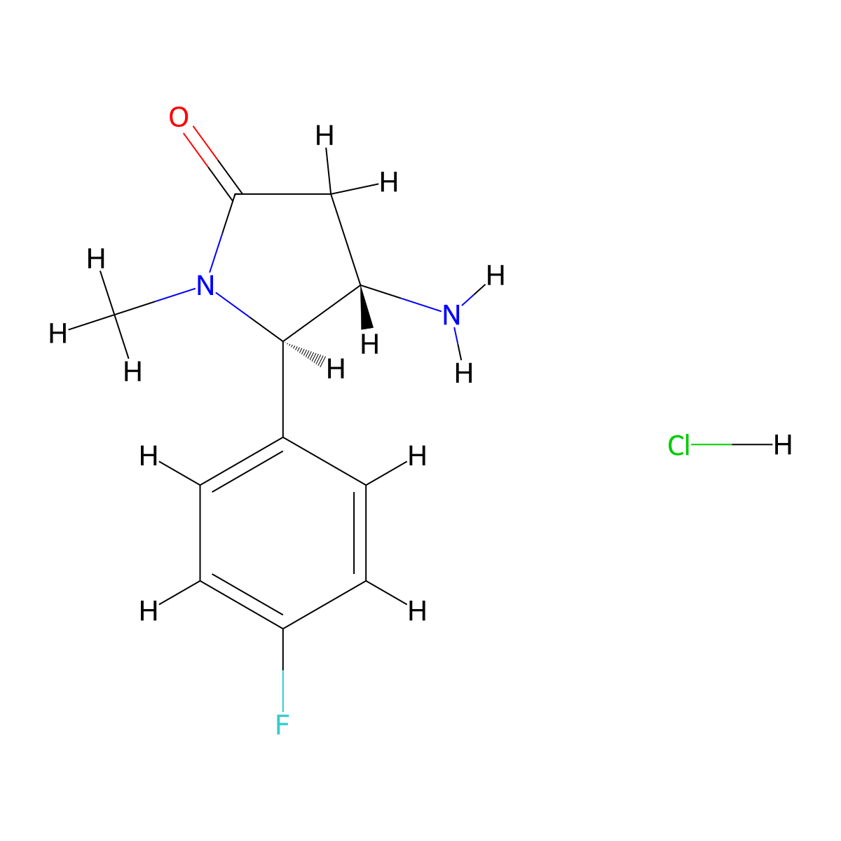 (4S,5R)-4-Amino-5-(4-fluorophenyl)-1-methylpyrrolidin-2-one;hydrochloride molecular structure, CAS 2155840-24-5