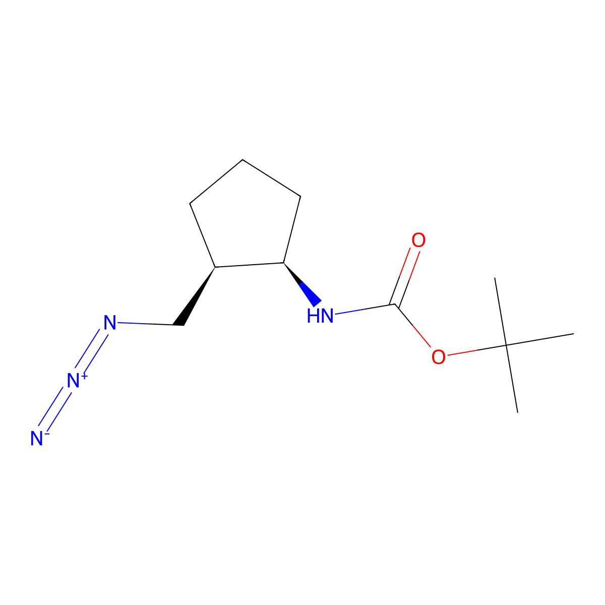 rac-tert-butyl N-[(1R,2R)-2-(azidomethyl)cyclopentyl]carbamate molecular structure, CAS 2155840-30-3