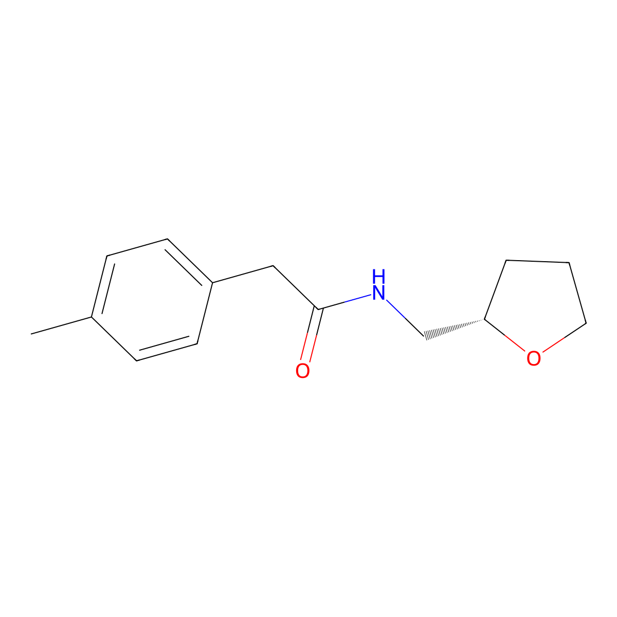 2-(4-methylphenyl)-N-{[(2S)-oxolan-2-yl]methyl}acetamide molecular structure, CAS 2155840-32-5