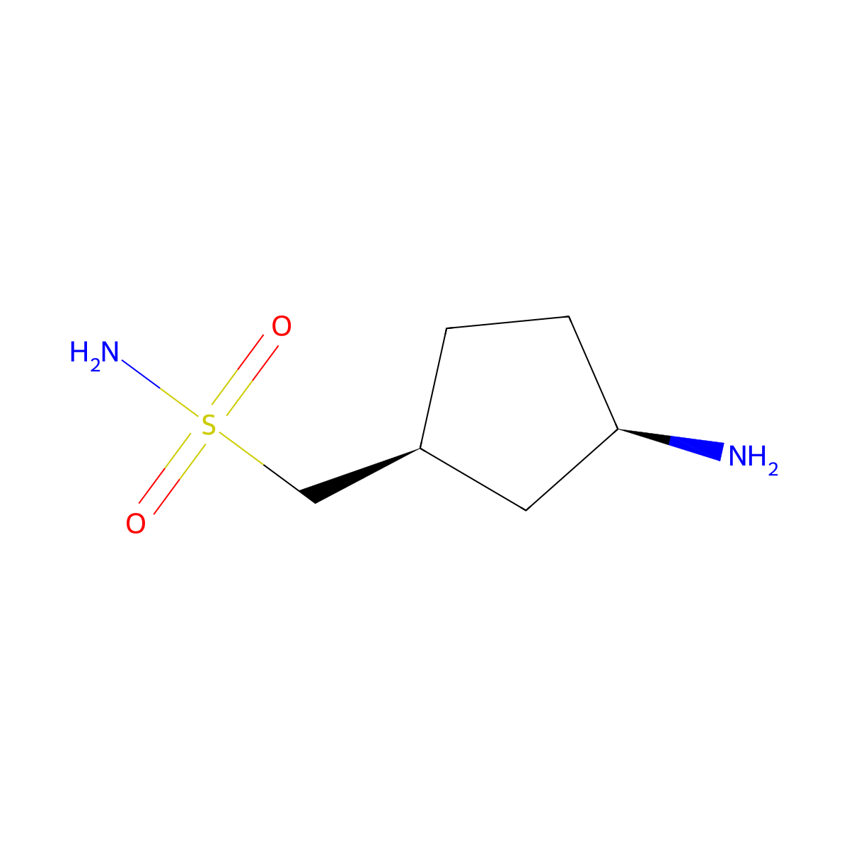 rac-[(1R,3S)-3-aminocyclopentyl]methanesulfonamide molecular structure, CAS 2155840-48-3