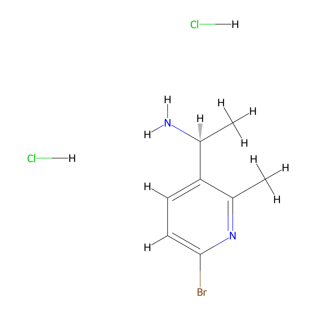 (1S)-1-(6-bromo-2-methylpyridin-3-yl)ethan-1-amine dihydrochloride molecular structure, CAS 2155840-56-3