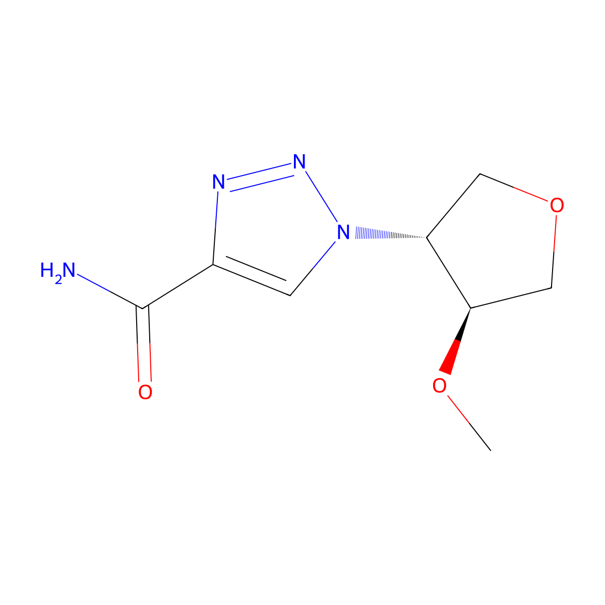 1-[(3R,4S)-4-Methoxyoxolan-3-yl]triazole-4-carboxamide molecular structure, CAS 2155840-65-4
