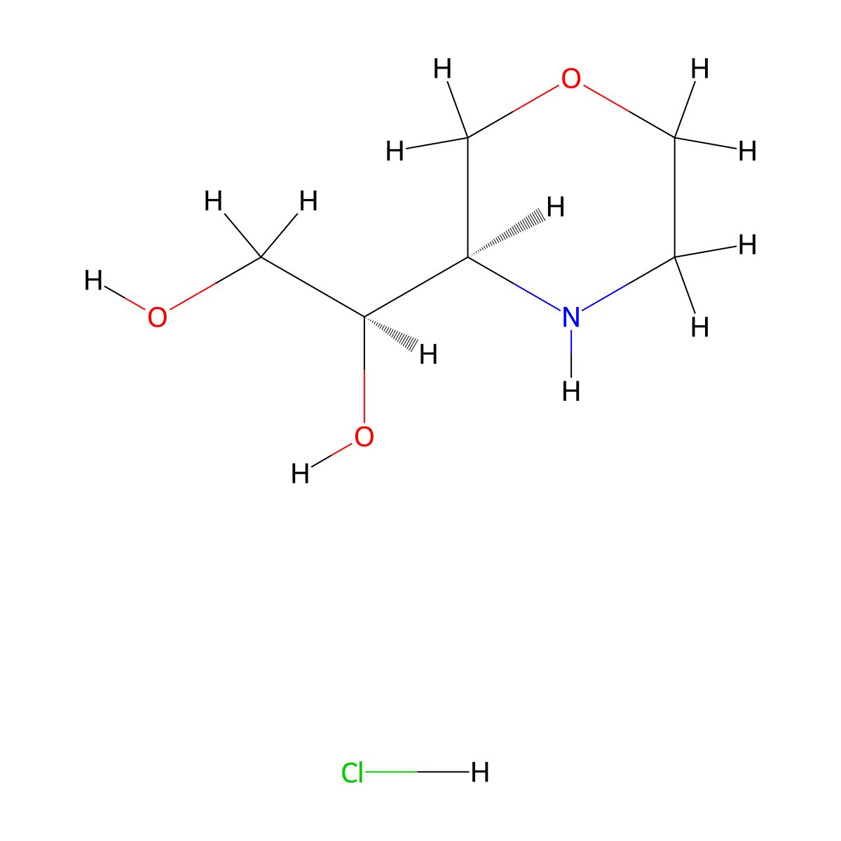 (1R)-1-((3R)-morpholin-3-yl)ethane-1,2-diol hydrochloride molecular structure, CAS 2155840-79-0