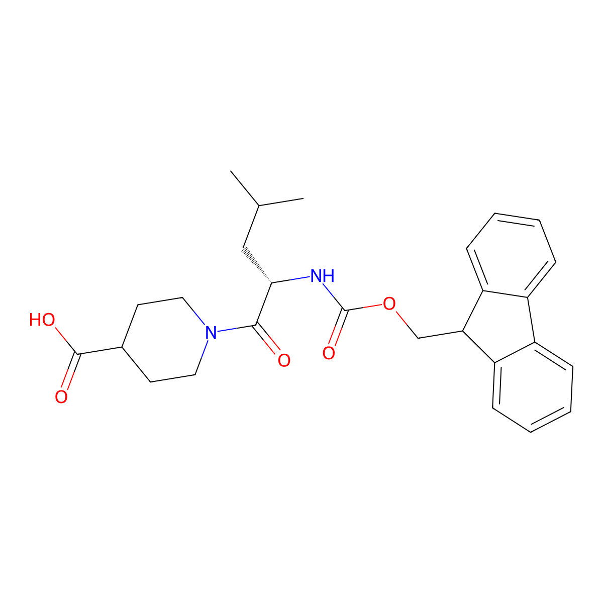 1-[(2S)-2-({[(9H-fluoren-9-yl)methoxy]carbonyl}amino)-4-methylpentanoyl]piperidine-4-carboxylic acid molecular structure, CAS 2155840-90-5