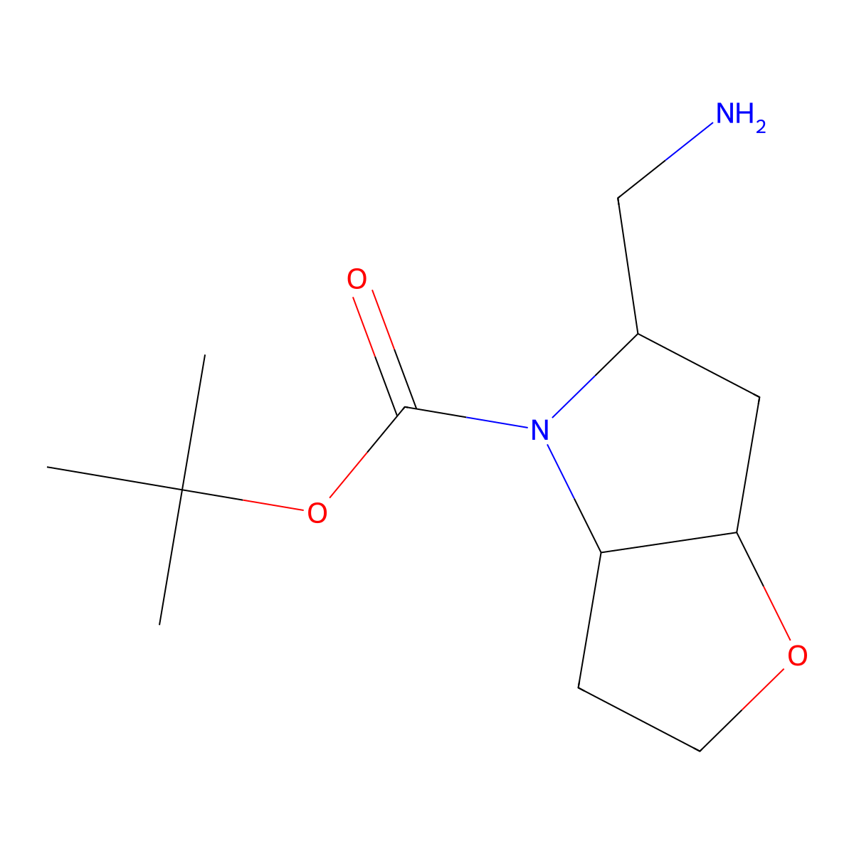 tert-butyl 5-(aminomethyl)-hexahydro-2H-furo[3,2-b]pyrrole-4-carboxylate molecular structure, CAS 2155851-93-5
