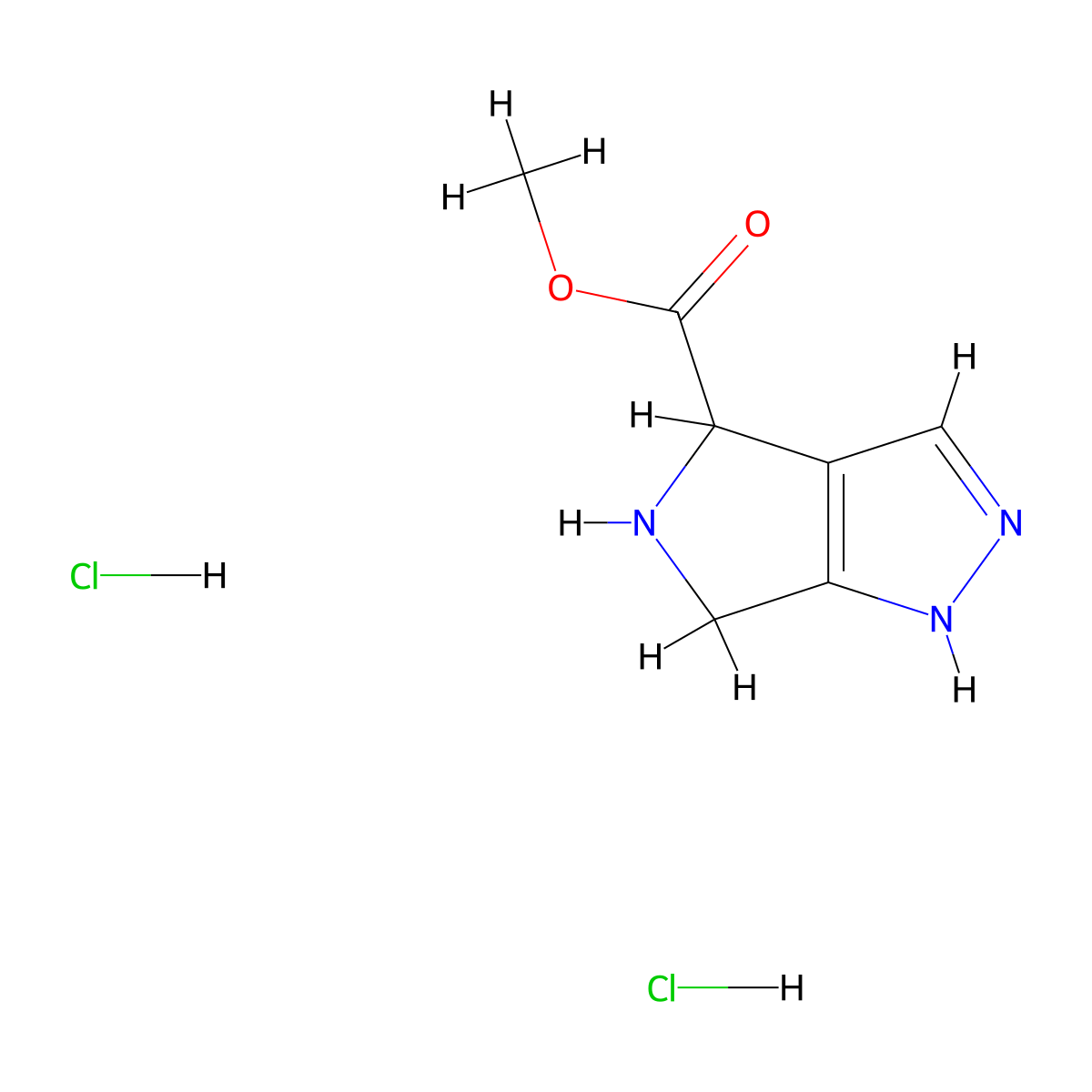 methyl 2H,4H,5H,6H-pyrrolo[3,4-c]pyrazole-4-carboxylate dihydrochloride molecular structure, CAS 2155851-95-7