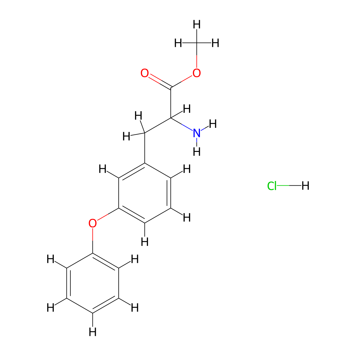 Methyl 2-amino-3-(3-phenoxyphenyl)propanoate hydrochloride molecular structure, CAS 2155851-98-0