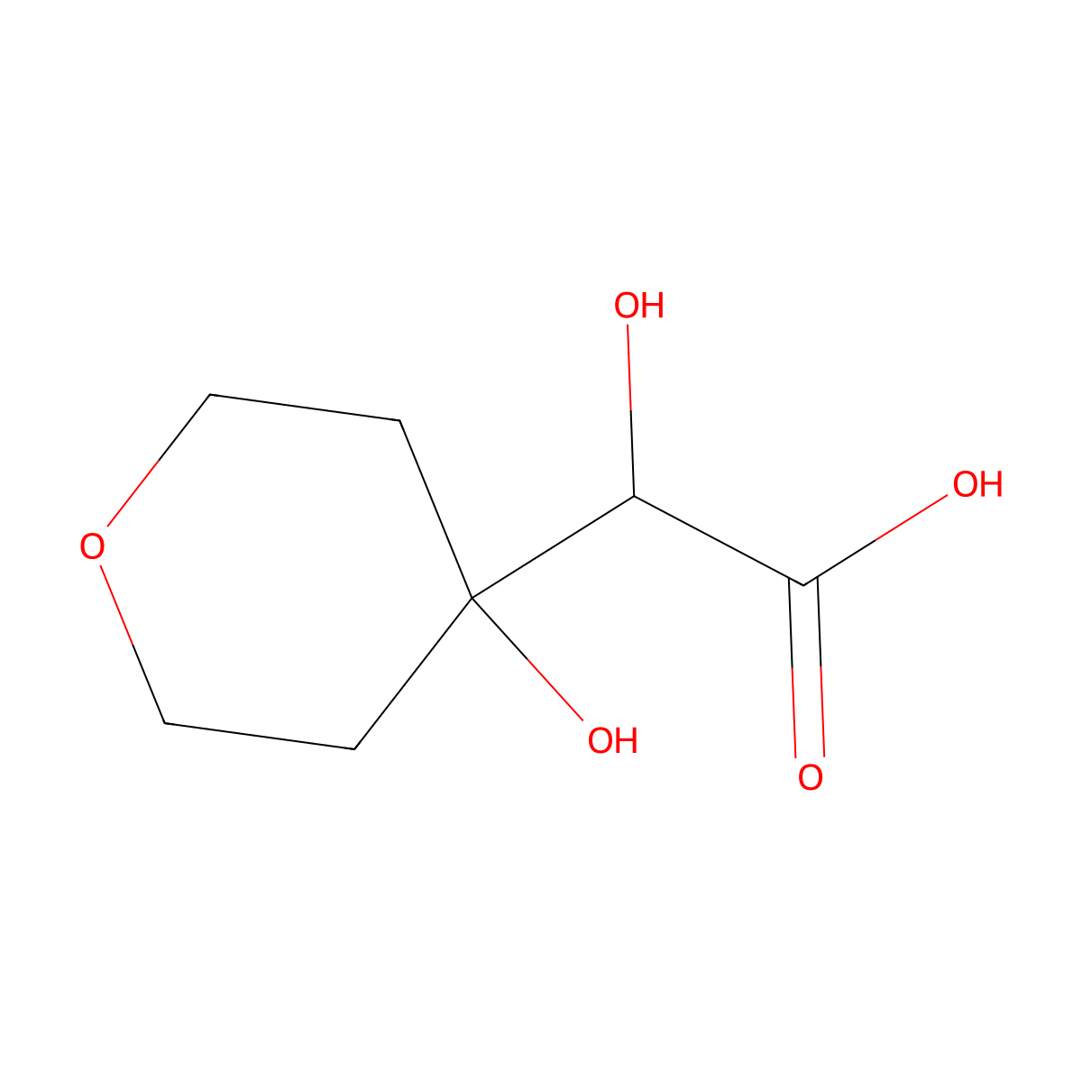 2-Hydroxy-2-(4-hydroxyoxan-4-yl)acetic acid molecular structure, CAS 2155851-99-1