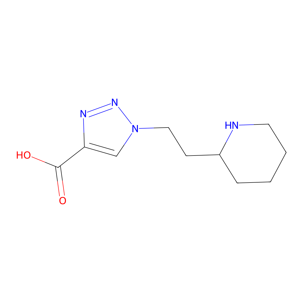 1-[2-(piperidin-2-yl)ethyl]-1H-1,2,3-triazole-4-carboxylic acid molecular structure, CAS 2155852-06-3