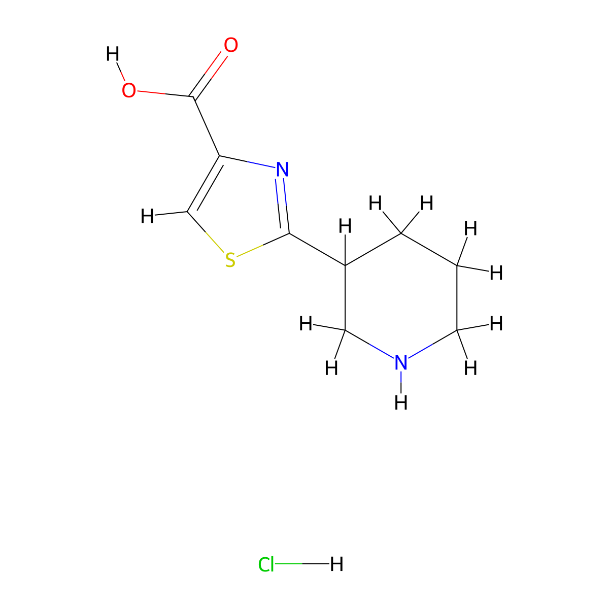 2-(Piperidin-3-yl)-1,3-thiazole-4-carboxylic acid hydrochloride molecular structure, CAS 2155852-10-9