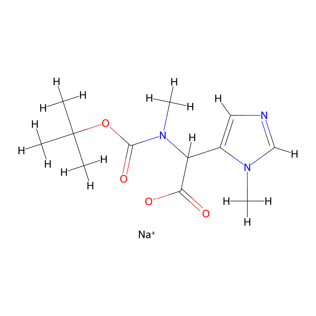 sodium 2-{[(tert-butoxy)carbonyl](methyl)amino}-2-(1-methyl-1H-imidazol-5-yl)acetate molecular structure, CAS 2155852-12-1