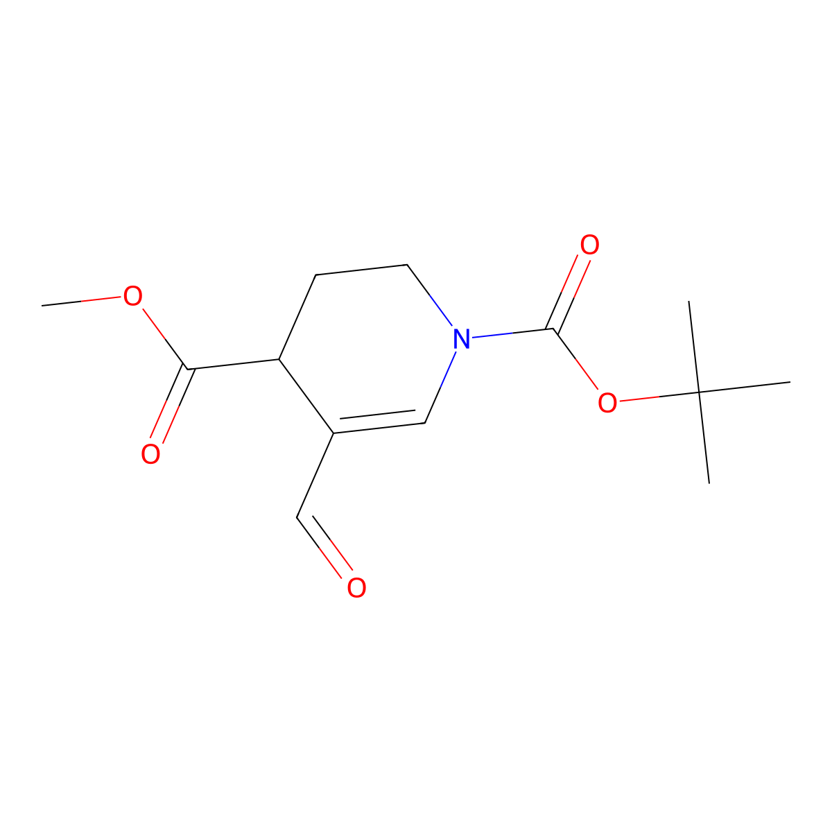 1-Tert-butyl 4-methyl 5-formyl-1,2,3,4-tetrahydropyridine-1,4-dicarboxylate molecular structure, CAS 2155852-14-3