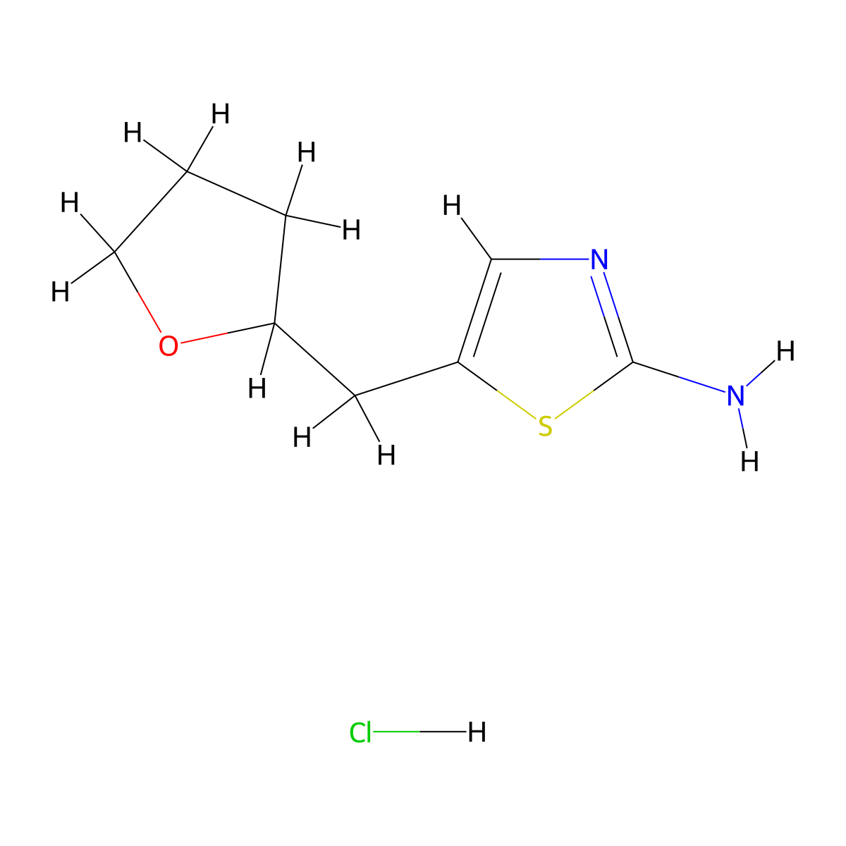 5-((Oxolan-2-yl)methyl)-1,3-thiazol-2-amine hydrochloride molecular structure, CAS 2155852-23-4
