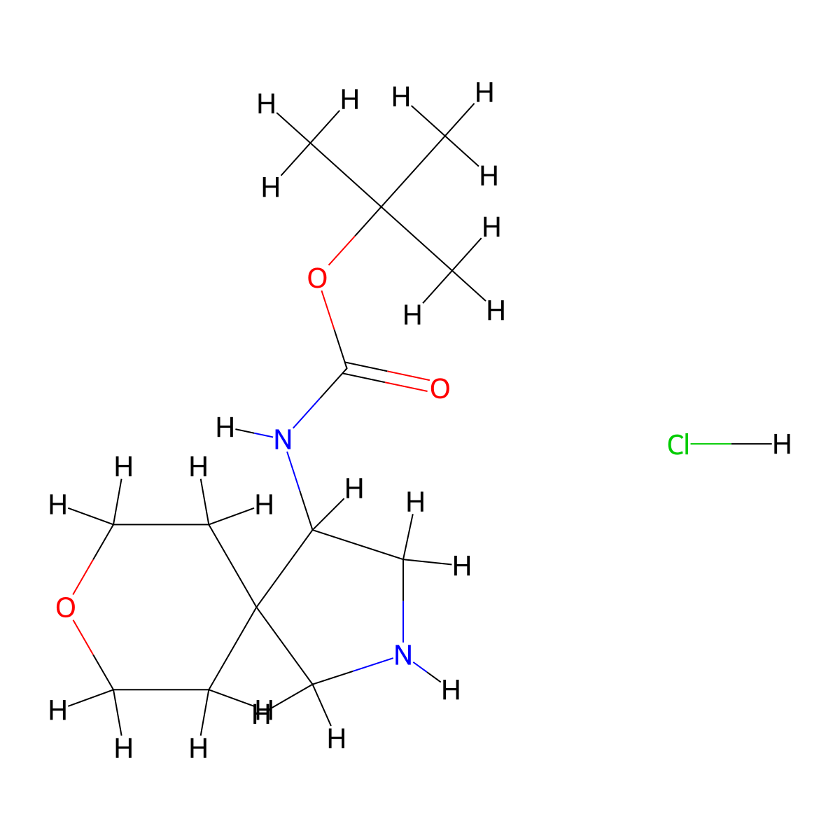 tert-butyl N-{8-oxa-2-azaspiro[4.5]decan-4-yl}carbamate hydrochloride molecular structure, CAS 2155852-24-5