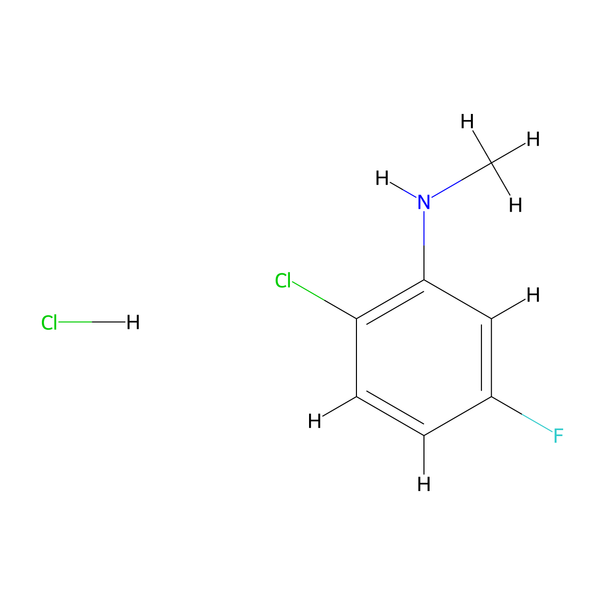 2-chloro-5-fluoro-N-methylaniline hydrochloride molecular structure, CAS 2155852-25-6