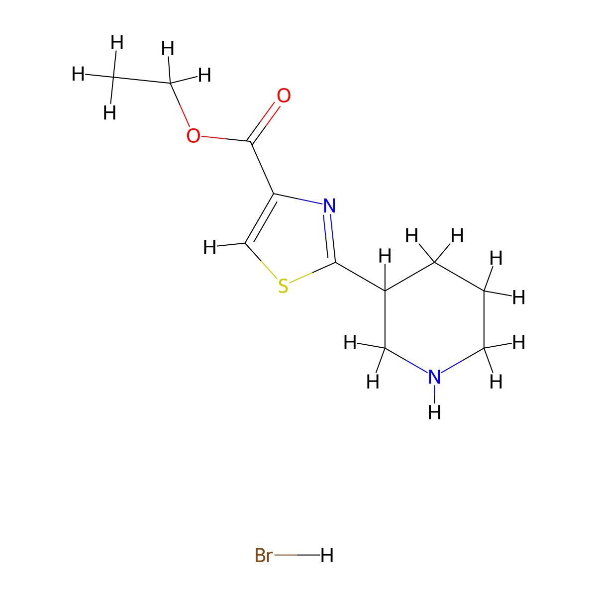 Ethyl 2-(piperidin-3-yl)-1,3-thiazole-4-carboxylate hydrobromide molecular structure, CAS 2155852-28-9