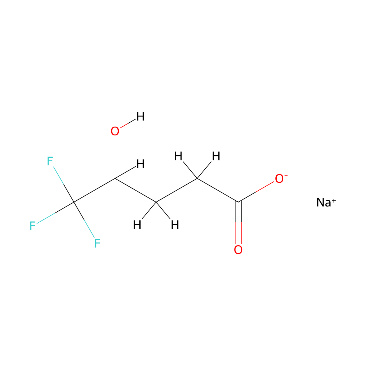 Sodium 5,5,5-trifluoro-4-hydroxypentanoate molecular structure, CAS 2155852-33-6