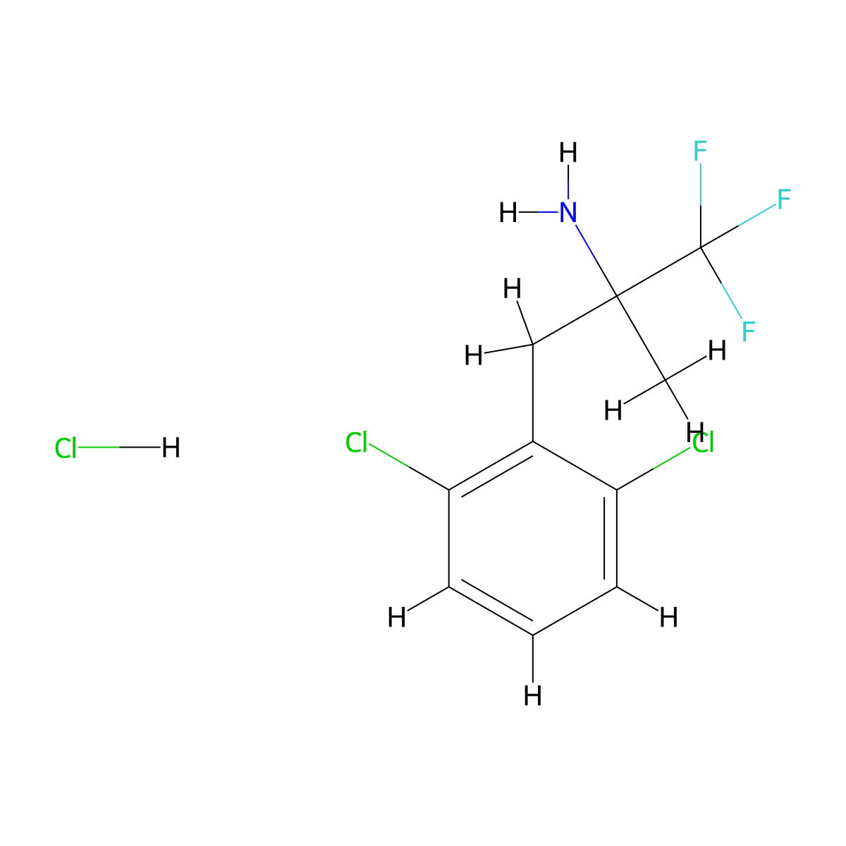 3-(2,6-Dichlorophenyl)-1,1,1-trifluoro-2-methylpropan-2-amine hydrochloride molecular structure, CAS 2155852-34-7
