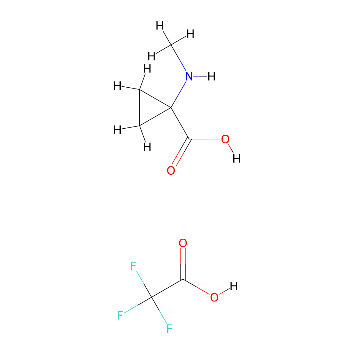 1-(Methylamino)cyclopropane-1-carboxylic acid; trifluoroacetic acid molecular structure, CAS 2155852-38-1