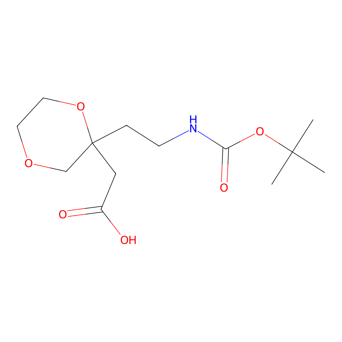 2-[2-(2-{[(Tert-butoxy)carbonyl]amino}ethyl)-1,4-dioxan-2-yl]acetic acid molecular structure, CAS 2155852-43-8